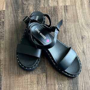 Steve Madden Kids Black Sandals with Stud Accents